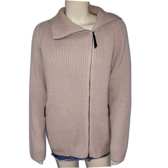 Nicole Farhi RibbedKnit AlpacaWool CardiganSweater